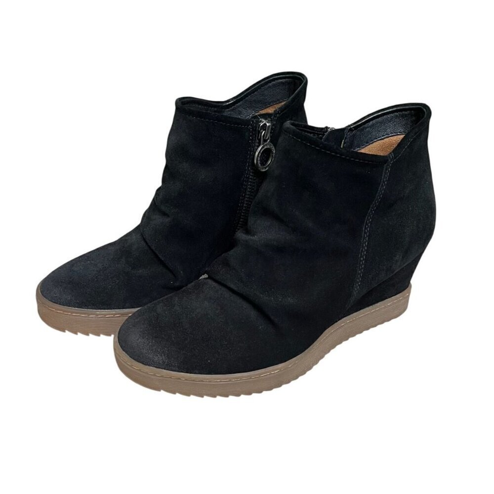 Sofft Siri Aqua Soft Black Suede Wedge Booties Size 8M - Picture 2 of 12